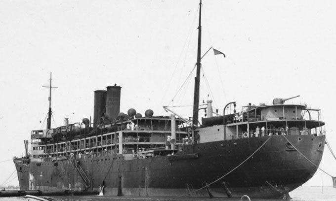 The SS Tilawa before sinking.