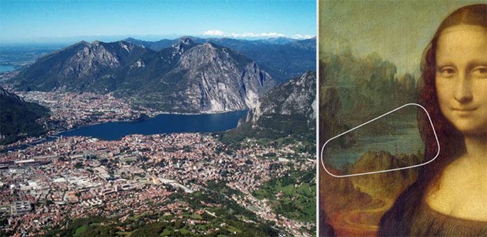 The artist Leonardo painted recognizable features of the city of Lecco