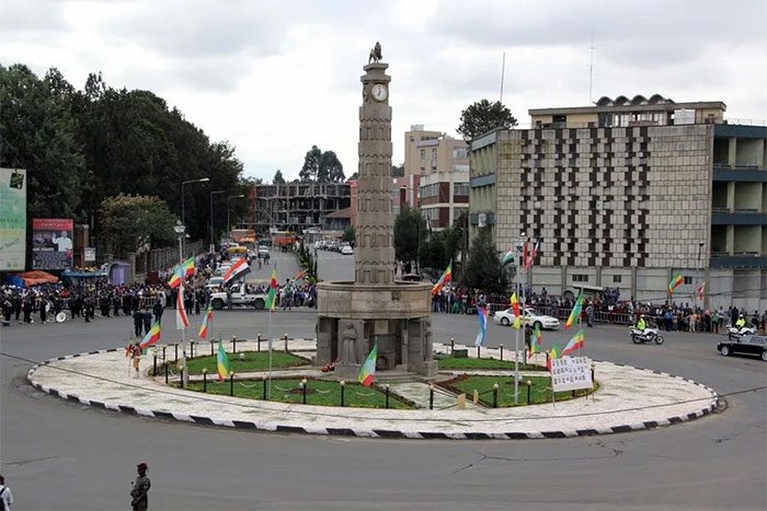 A clock tower in Ethiopia.