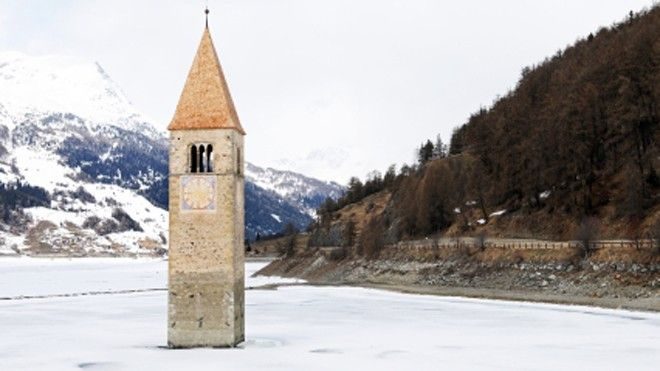 Lake Reschen Church, Italy