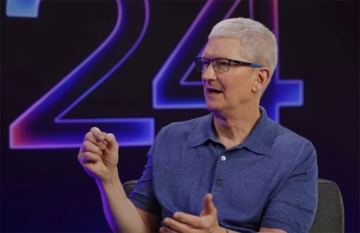 CEO Tim Cook during an interview right after the WWDC 2024 event.