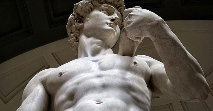 Michelangelo's David displayed at Galleria dell'Accademia.