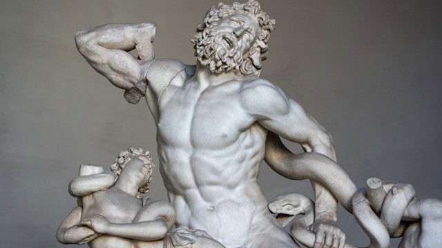 Close-up of the statue of Laocoön and his sons at the Vatican Museum, Rome.