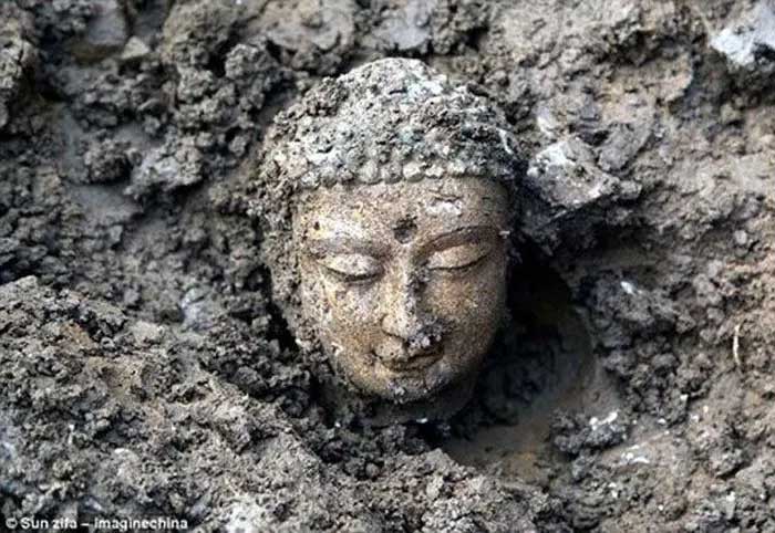 Over 200 statues were accidentally discovered along the Mekong River.