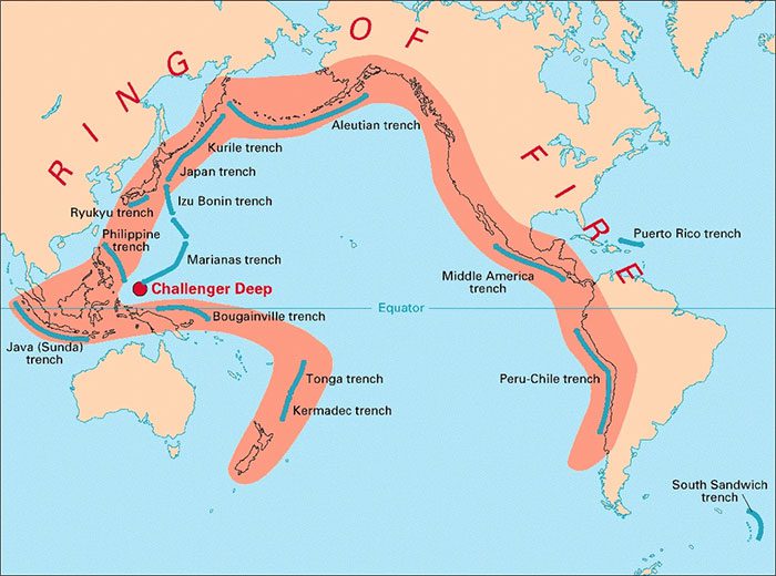 The Pacific Ring of Fire is a hotspot for earthquakes