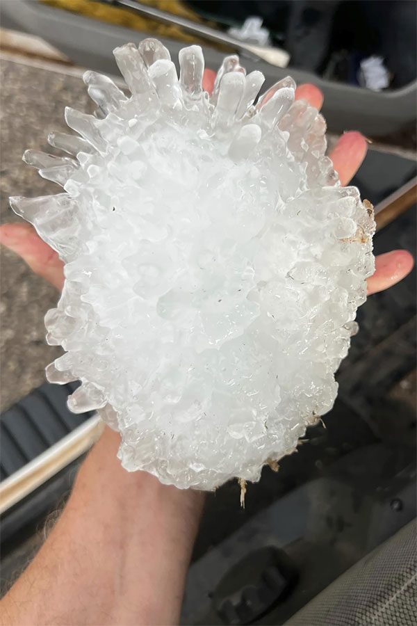 A gigantic hailstone recently found in Texas, USA.