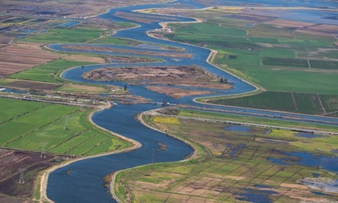 Aerial view of the Sacramento-San Joaquin Delta.