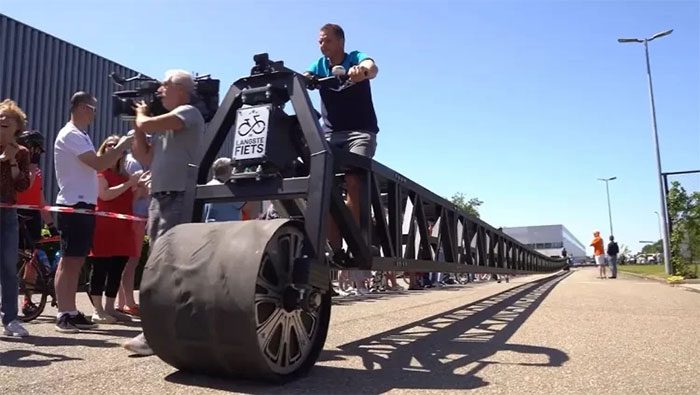 The world's longest metal bicycle.