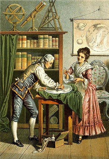 Caroline Herschel working with her brother William on various scientific projects.