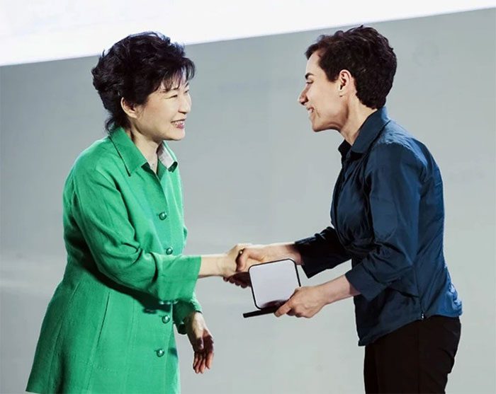 Ms. Maryam Mirzakhani (right) was the first woman to win the Fields Medal