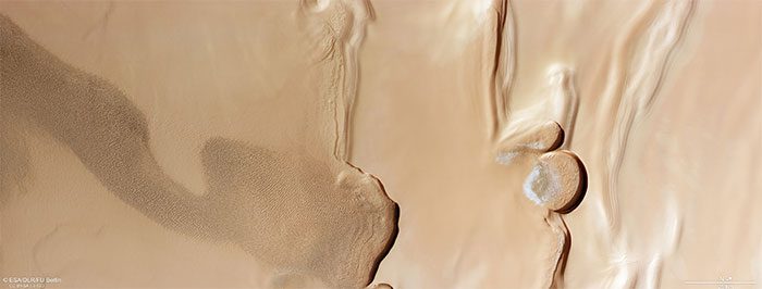 Planum Boreum, an interesting area filled with water ice in the northern polar region of Mars