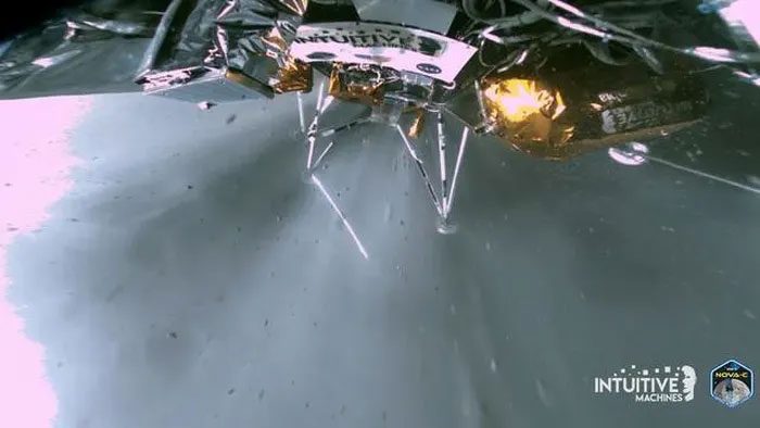 A selfie sent back by the Odysseus lunar lander