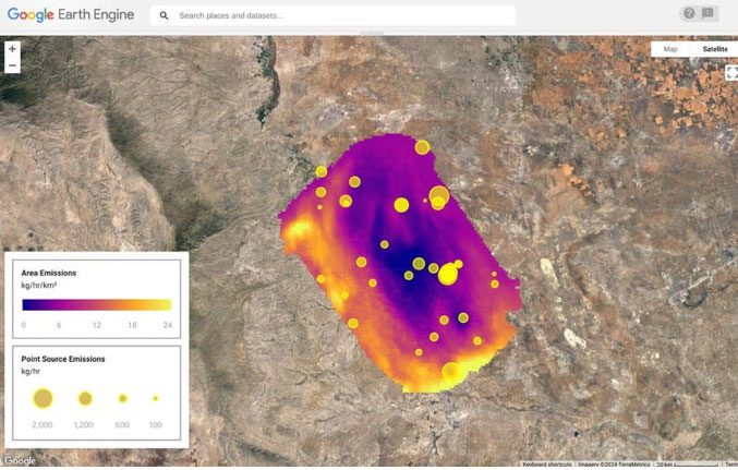 Map of methane emissions