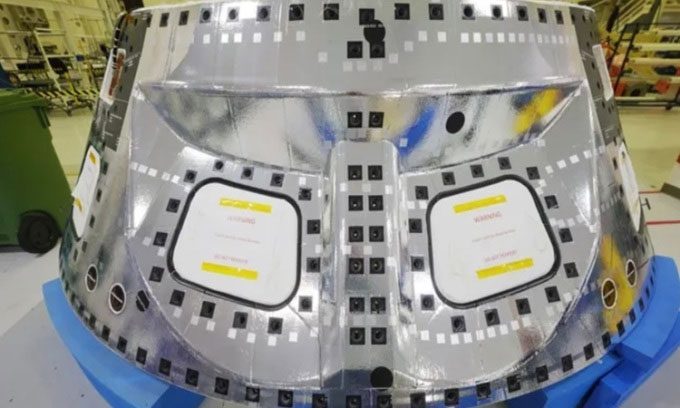 Protective cover of the Orion spacecraft's rear shell.
