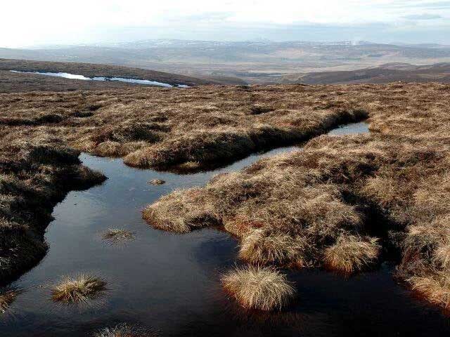 A peat bog on Hill of Snowy Slack, Scotland.