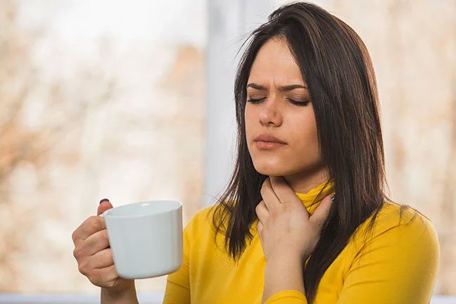 A dry throat can increase irritation and pain.