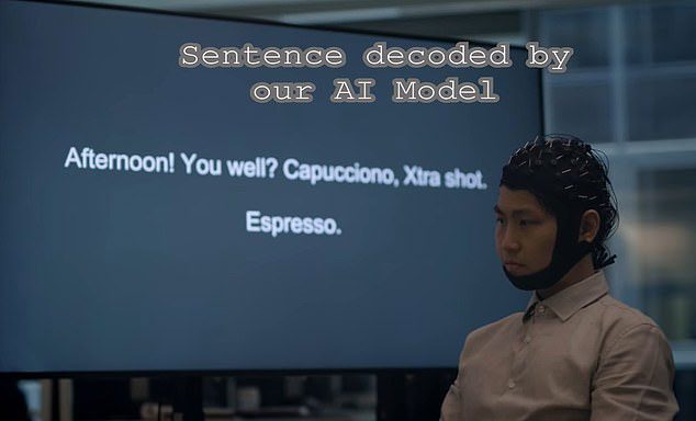 The screen then displays content decoded by the AI model