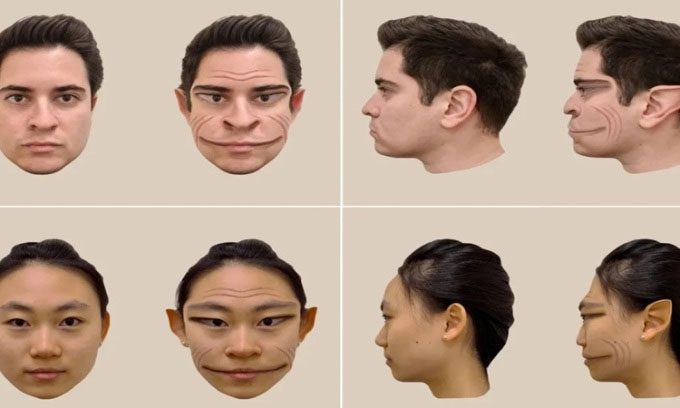 The distorted face that Sharrah sees when looking at people.