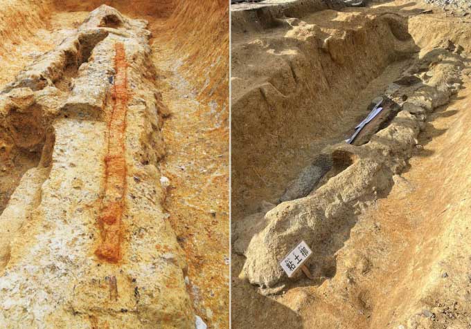 The 2.37 m long sword discovered in an ancient tomb.