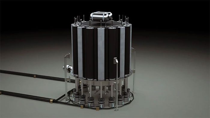 Radiant reactor core cooled by helium.