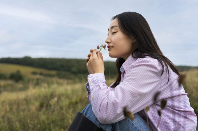 The nose contains nerve cells that detect odors.