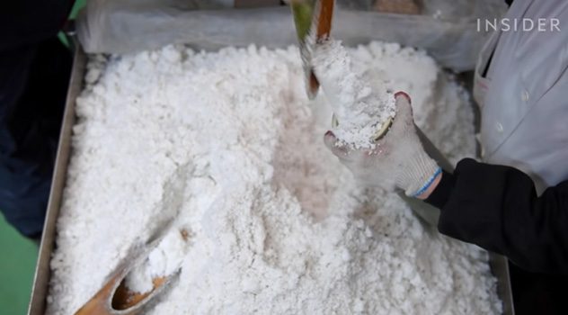 All stages of making bamboo salt are done by hand.