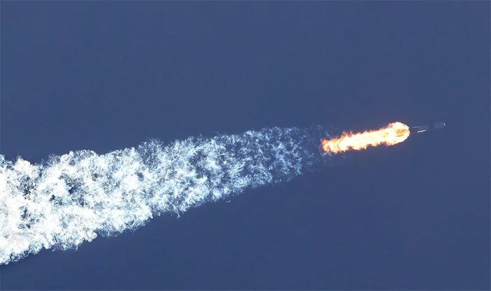 The Falcon 9 rocket carrying the Euclid telescope satellite into space