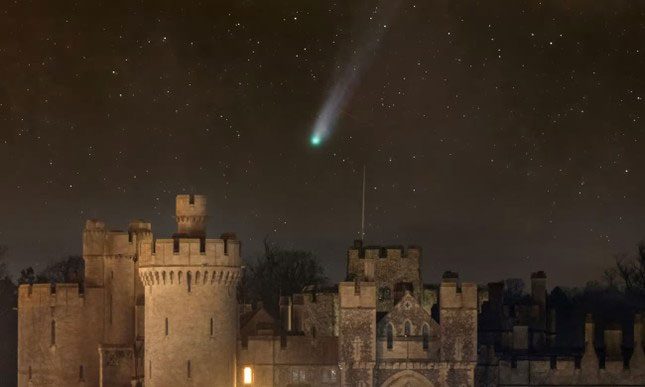 Comet 12P/Pons–Brooks over Arundel Castle, England.