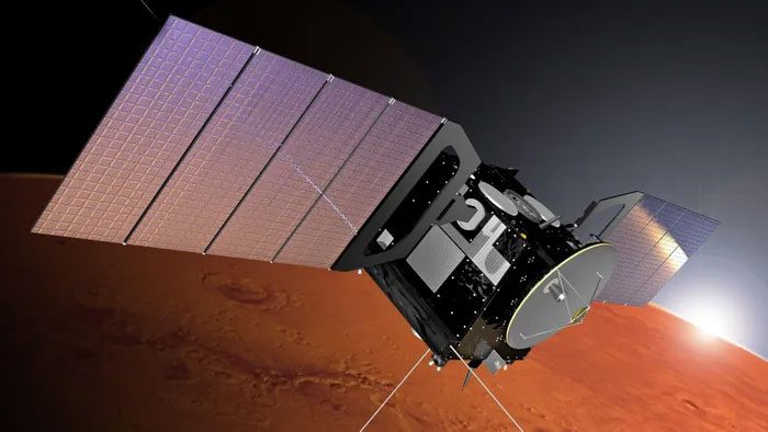 Scientists discovered ice on Mars using radar from the Mars Express spacecraft.