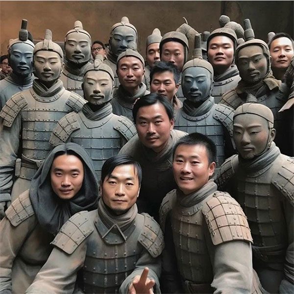 A modern-style selfie of the Terracotta Army.