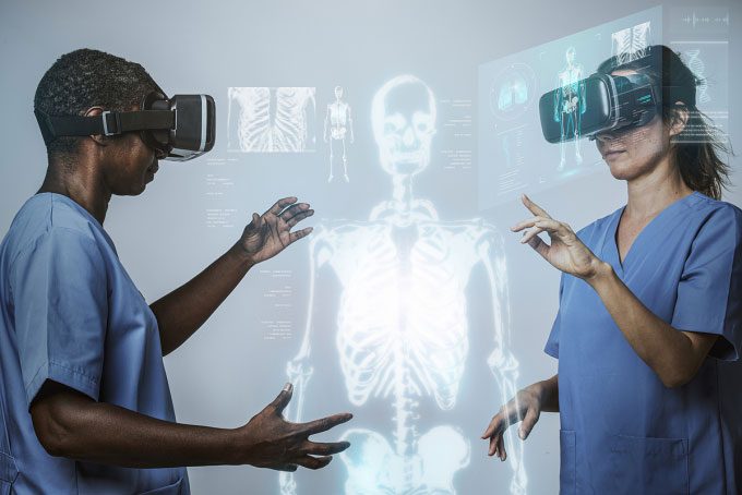 Illustration of artificial intelligence applications in healthcare.