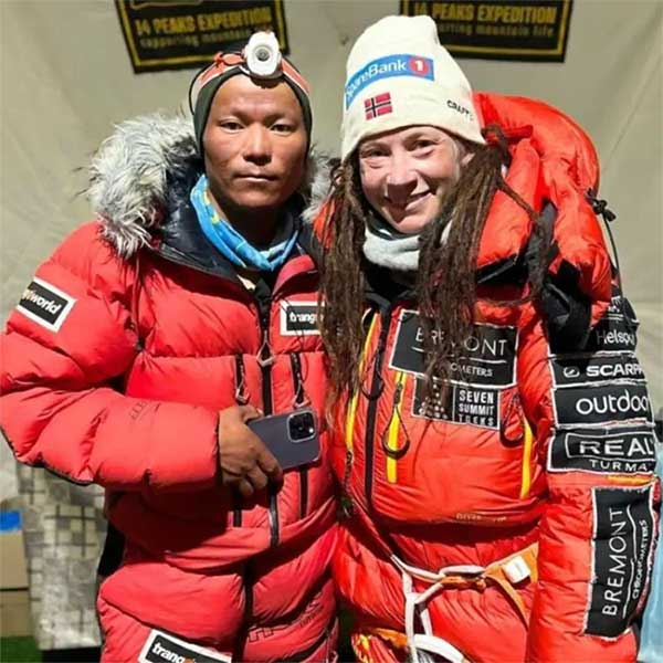Kristin Harila and Tenjin Sherpa