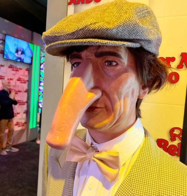 Wax figure of the man with the longest nose in the world, Thomas Wadhouse.