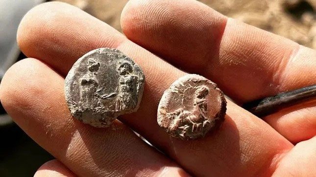Two of the many clay seals found at Doliche in Turkey.