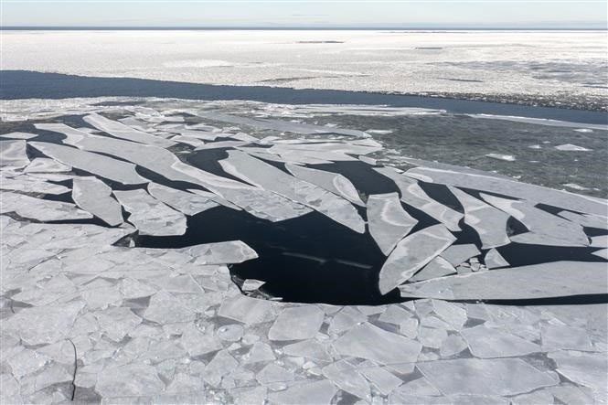Melting ice in Korsholm, Finland, on January 24, 2022.