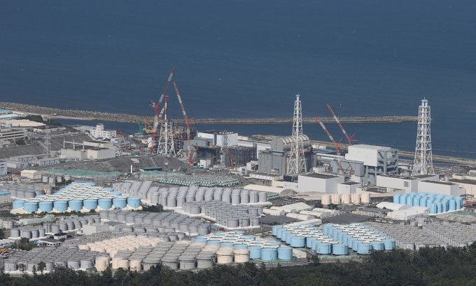 Treated water storage tanks at Fukushima Daiichi nuclear power plant