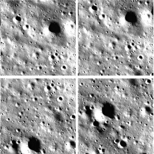 The Vikram lander capturing images of the Moon's surface during its landing.
