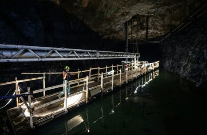 Inside the cave used for hot water storage by Malarenergi.
