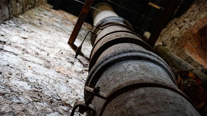 Over 100-Year-Old Steel Pipeline Leading to the Water Reservoir Inside Hàng Đậu Water Tower.