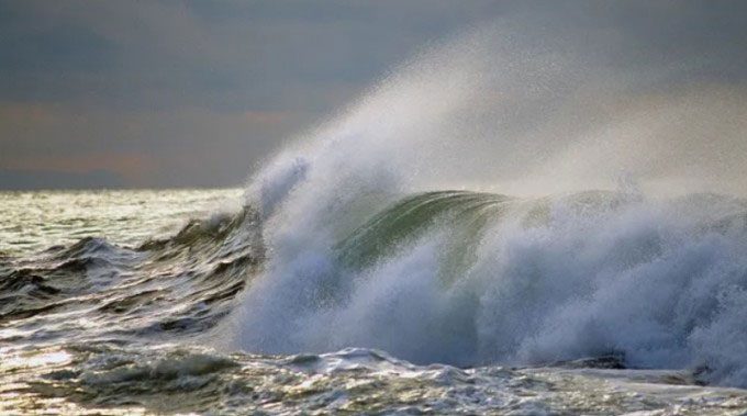 The Atlantic Ocean during a storm.