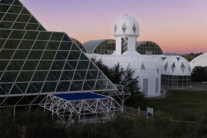 Inside the dome, there are various ecosystems simulating the natural environment of Earth.