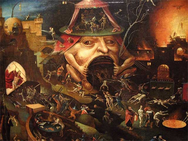 The painting 'Christ in Limbo' depicting chaos, painted by Hieronymus Bosch.