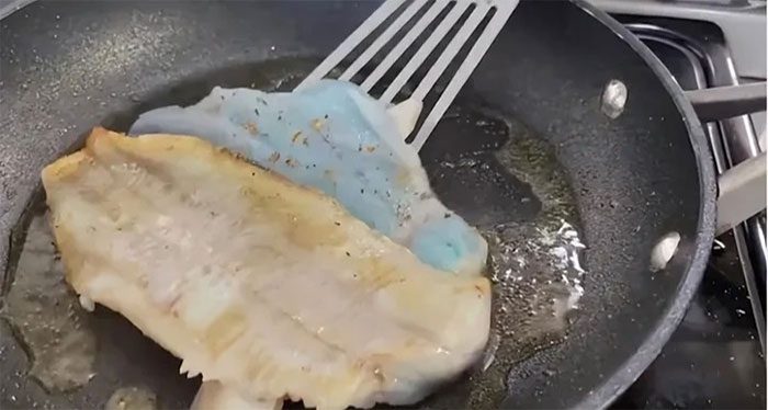 This blue color will also disappear when the fish is cooked.
