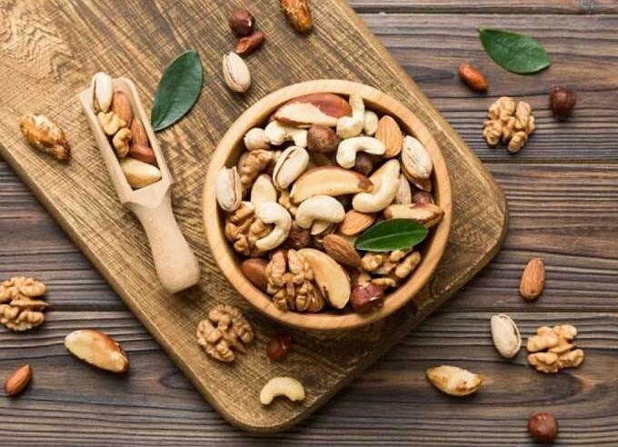 Various nuts, including walnuts, almonds, cashews, and pistachios, are beneficial for health.