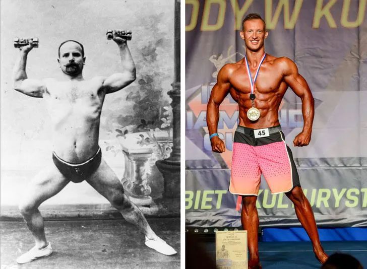 Bodybuilder from the early 20th century and today
