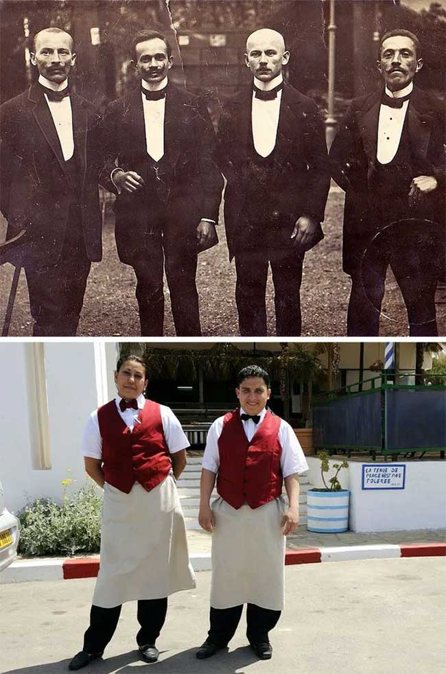 Servers/waiters in 1913 and today