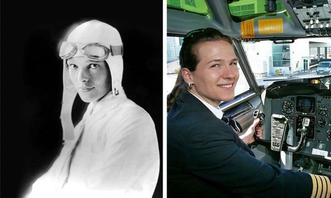Amelia Earhart, the first female pilot to fly solo across the Atlantic