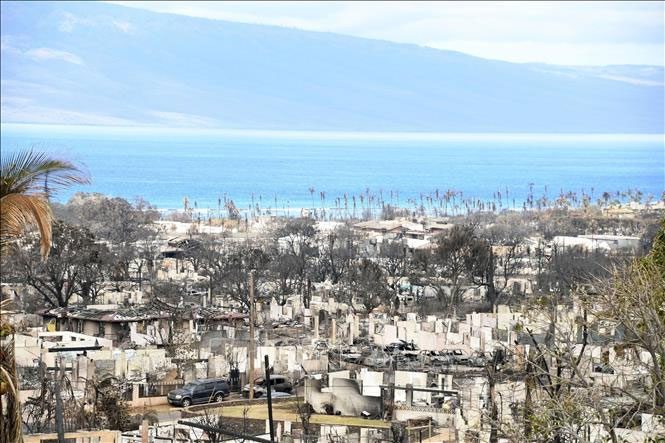 The aftermath of the wildfire disaster in Lahaina, Maui, Hawaii, USA, on August 16.