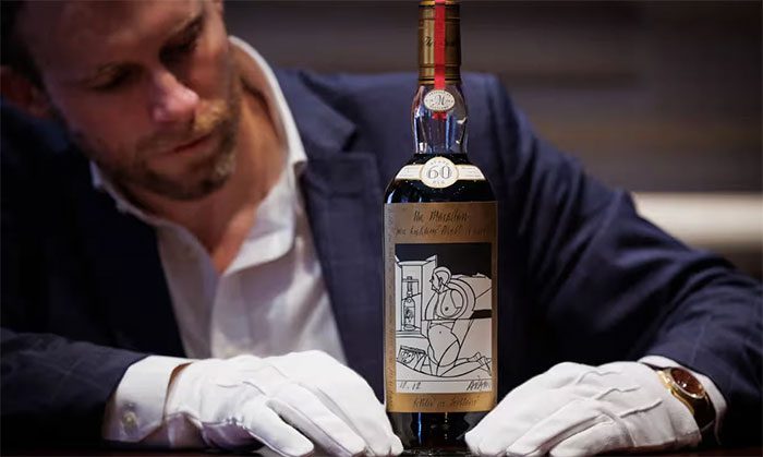 A bottle of Macallan 1926 at the auction.