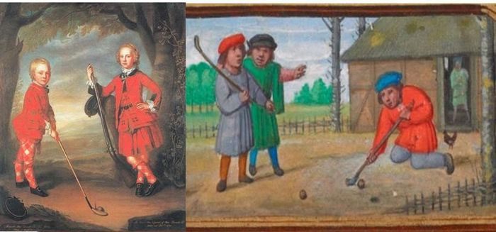 Playing golf in ancient times.